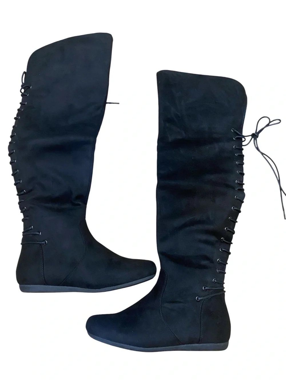 Top Moda Over The Knee Faux Suede Lace Up Boots